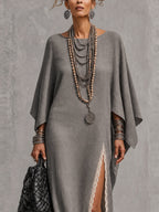 Asymmetric Lace-Trim Maxi Dress