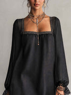 Rhinestone Square Neck Mini Dress