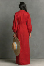 Button Front Fitted Maxi Dress