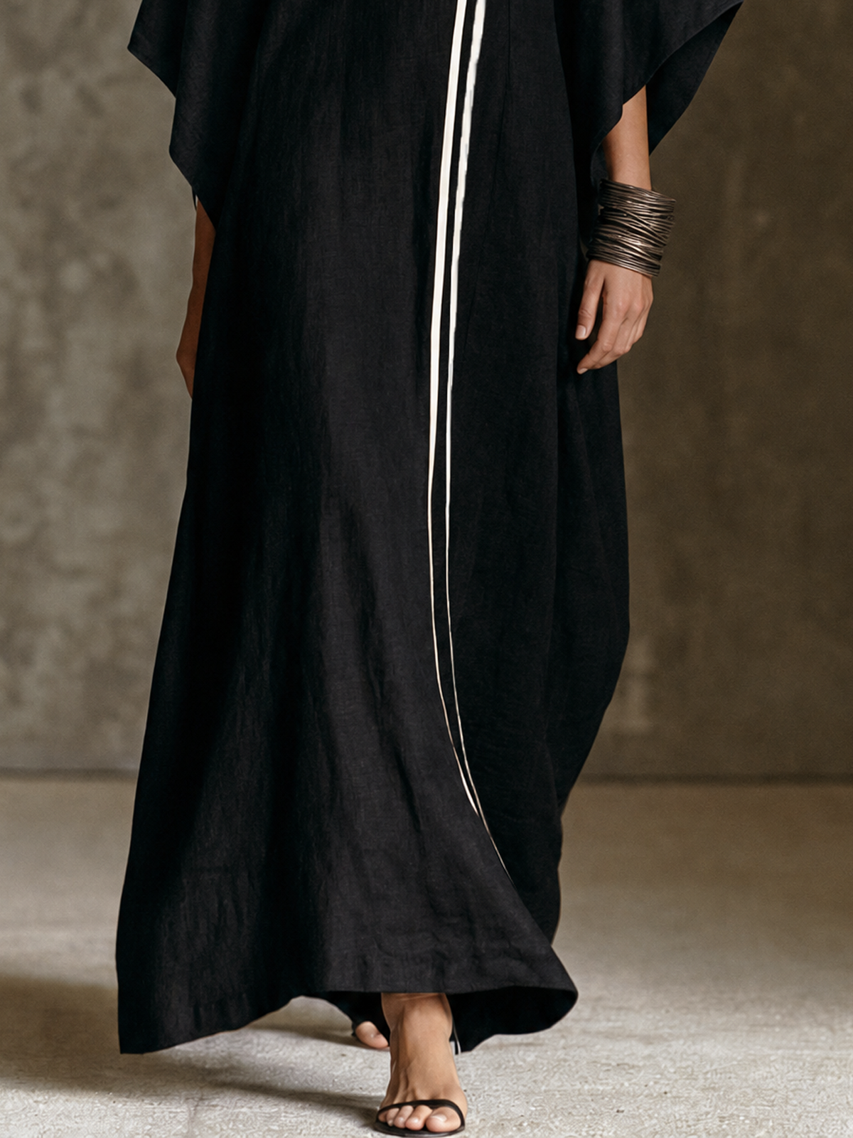Mock-Neck Batwing Maxi Dress