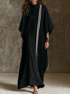 Mock-Neck Batwing Maxi Dress