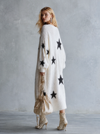 Oversized Star Print Knit Sweater Maxi Dress