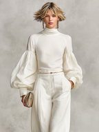High-Neck Wide-Leg Two-Piece Set