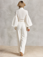 High-Neck Wide-Leg Two-Piece Set