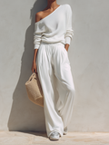 Asymmetric One-Shoulder Wide-Leg Set