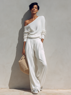 Asymmetric One-Shoulder Wide-Leg Set
