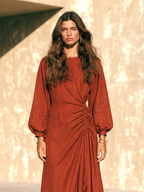Ruched Side Long-Sleeve Maxi Dress