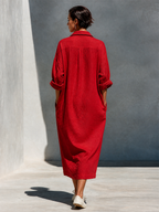 Oversized Button-Front Shirt Dress