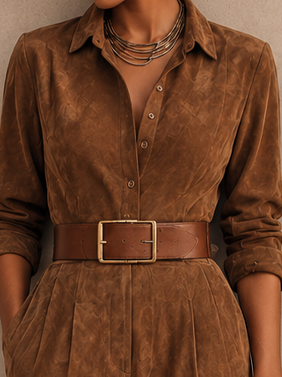 Collared Pleated Tapered Jumpsuit
