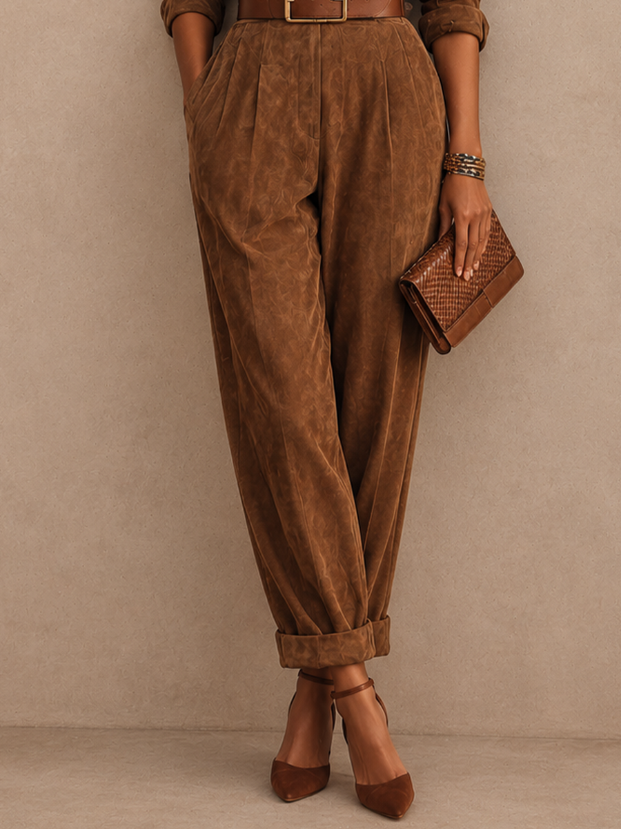 Collared Pleated Tapered Jumpsuit