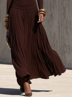 Ruched Waist Pleated Maxi Dress