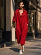 Oversized Button-Front Shirt Dress