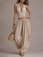 Bohemian Halter Harem Pants Set