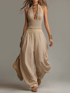 Bohemian Halter Harem Pants Set