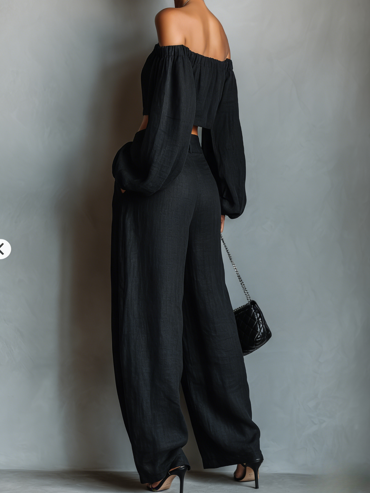 Elegant Linen-Blend Strapless Blouse and Wide-Leg Pants Set