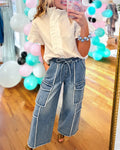 Deconstructed Raw-Hem Denim Pants