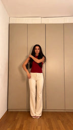 Halter Neck Top + High-Waist Flare Pants Set | 2-Piece Co-ord | Color Block Outfit | Pinterest Style