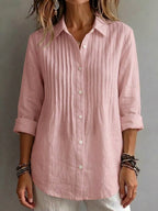 New Arrival 🔥 Women's Solid-color Casual Pleated Cotton-linen Shirt