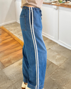 Side Striped Casual Denim Pants