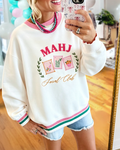 Mahjong-Embroidered Contrast Trim Sweatshirt