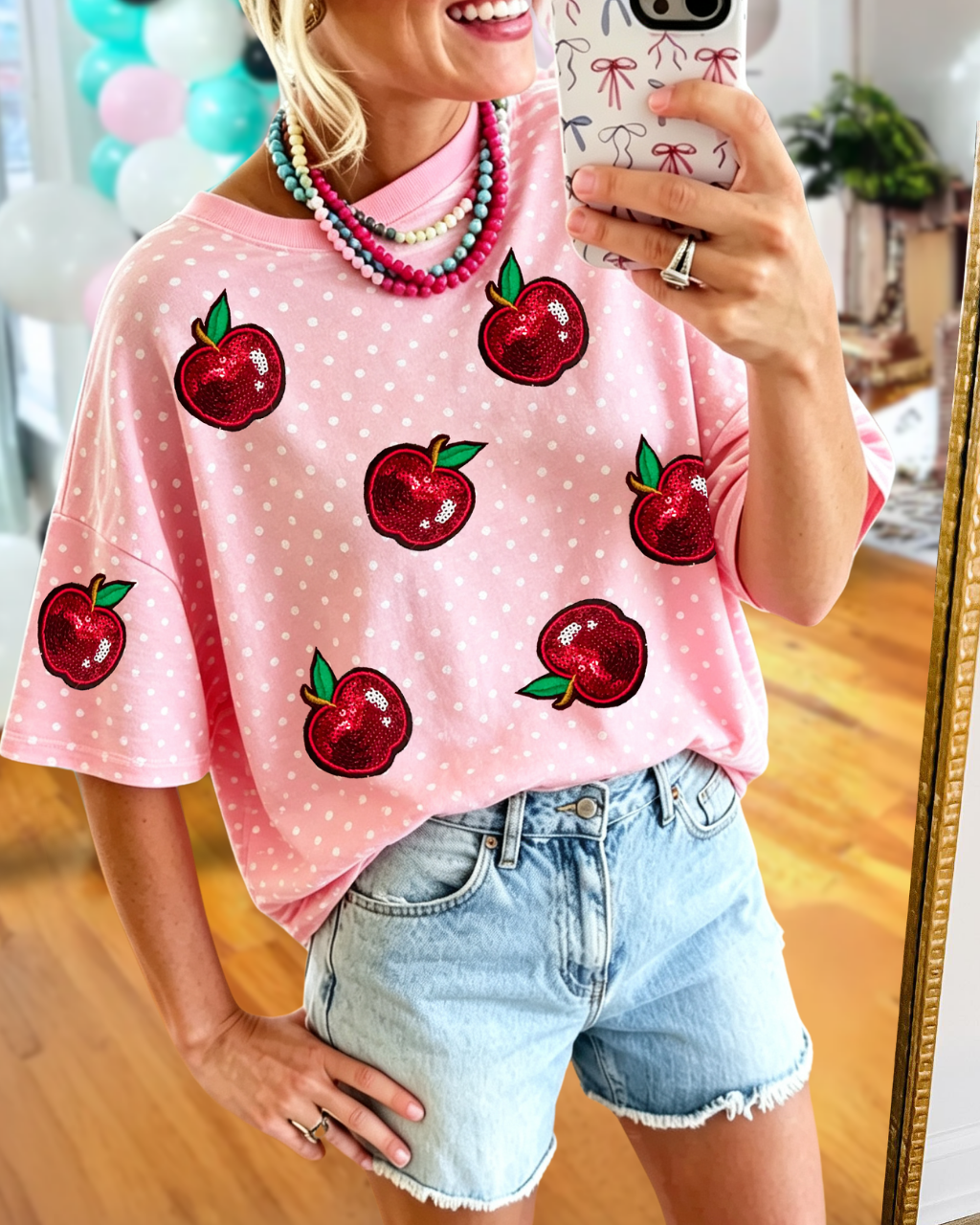 Apple Sequined Polka Dot Tee
