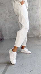 Asymmetrical Side Slit Long Sleeve Loose Jogger Set
