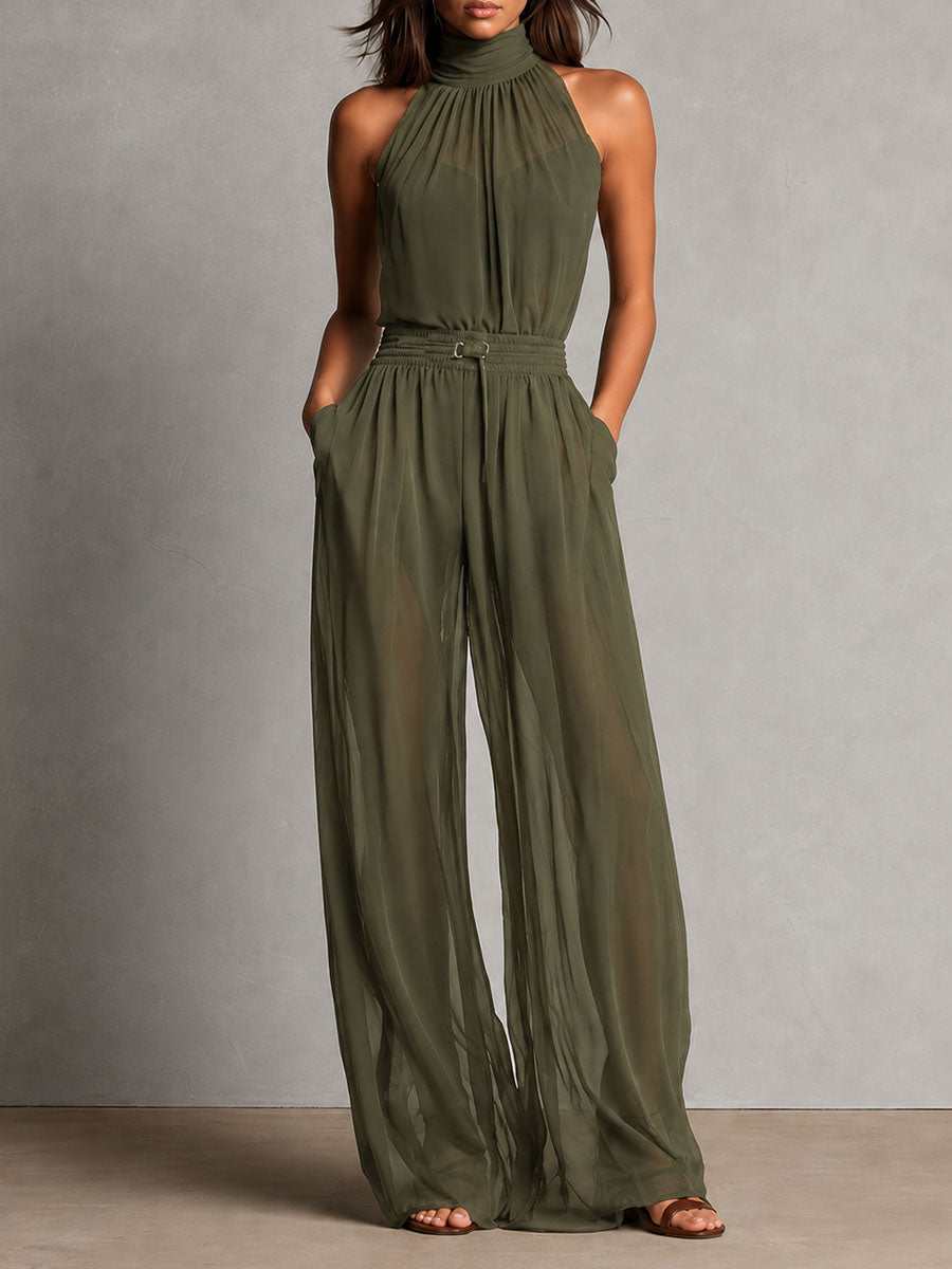 Refined Halter Wide-Leg Jumpsuit