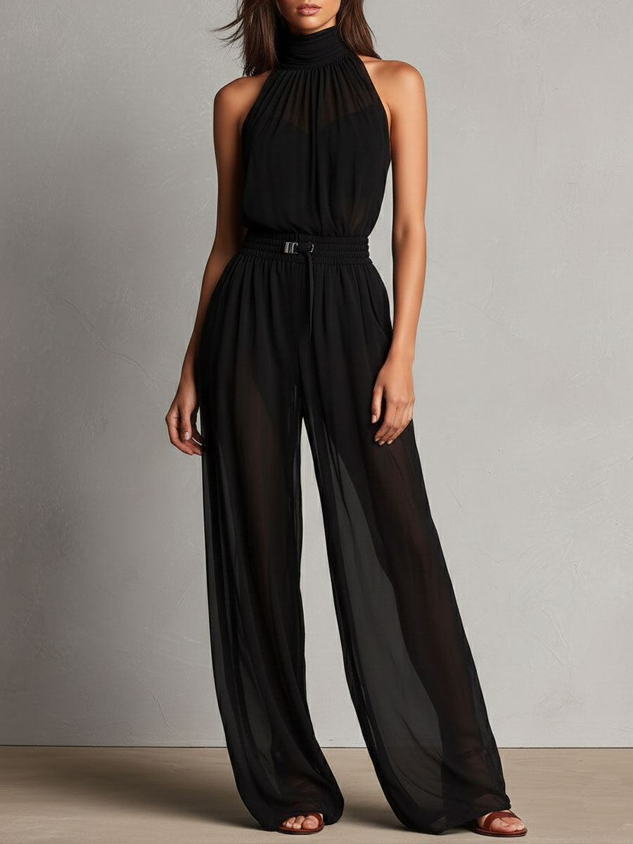 Refined Halter Wide-Leg Jumpsuit