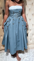 Vestido sin tirantes para mujer, sin mangas, con retazos, cruzado, de temperamento elegante