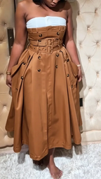 Vestido sin tirantes para mujer, sin mangas, con retazos, cruzado, de temperamento elegante