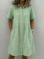 Today 49% off🔥Cotton Linen Gingham Button Up Shirt Dress