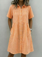 Today 49% off🔥Cotton Linen Gingham Button Up Shirt Dress
