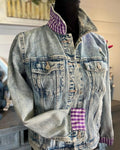 Tiger Plaid Sequined Denim Jacket