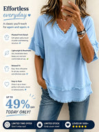 CLEARANCE SALE✨Vintage Frayed V Neck Linen Top