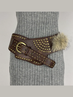 Women's Fur Belt Retro Versatile Faux Leather Belt