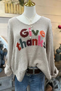 Give Thanks Loose V-Neck Sweater