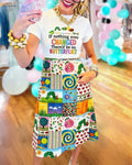 Chic Caterpillar Mixed Pattern Dress