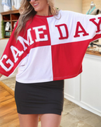 GAME DAY Embroidered Color Block Top