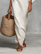 Minimalist Linen-Blend Off-Shoulder Batwing Maxi Dress