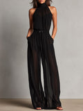 Refined Halter Wide-Leg Jumpsuit