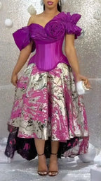 Corset One-Shoulder High-Low Gown