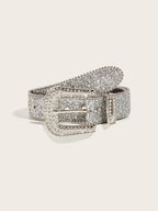 Women's Glamorous Rhinestone - Embellished Buckle Belt