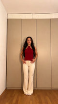 Halter Neck Top + High-Waist Flare Pants Set | 2-Piece Co-ord | Color Block Outfit | Pinterest Style