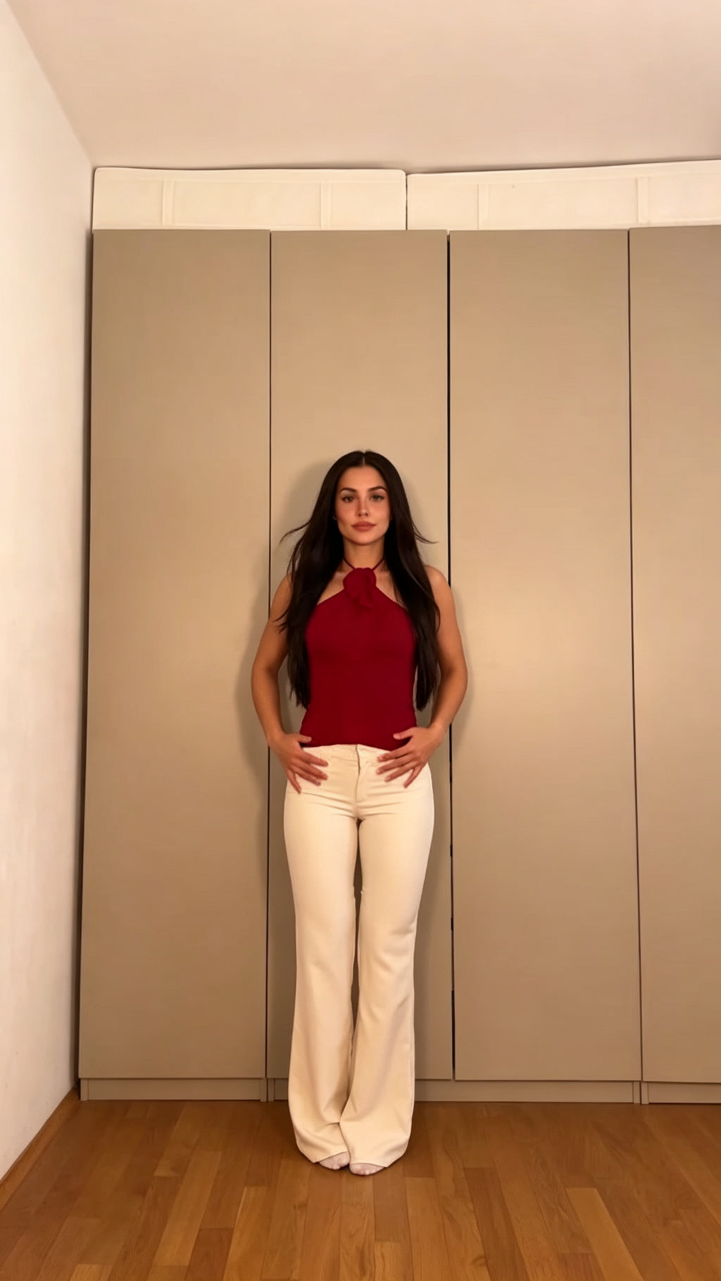Halter Neck Top + High-Waist Flare Pants Set | 2-Piece Co-ord | Color Block Outfit | Pinterest Style