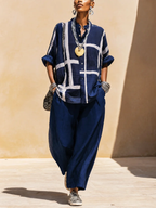 Relaxed Grid Wide-Leg Set