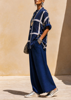 Relaxed Grid Wide-Leg Set