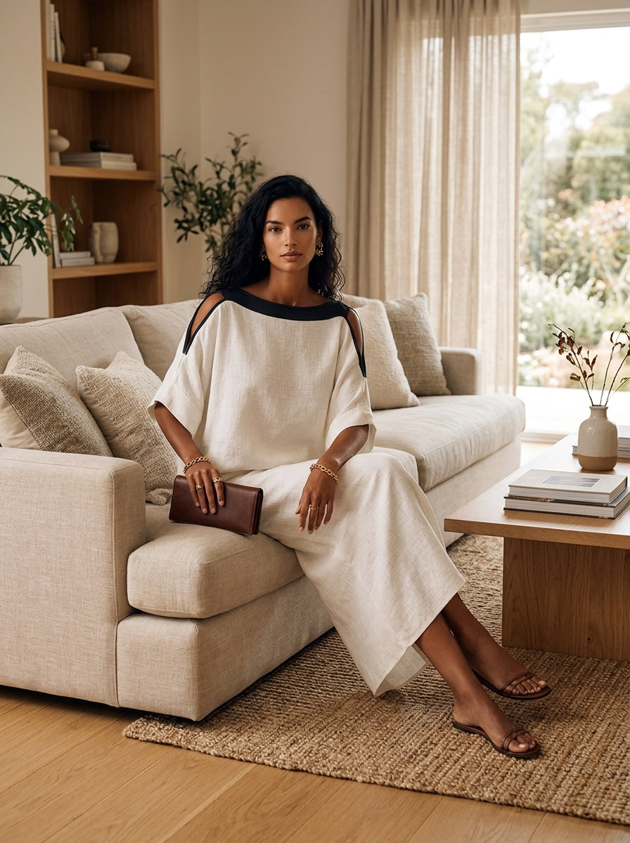 Off-Shoulder Batwing Midi Set