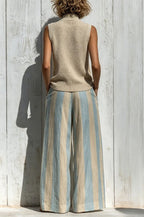 Striped Sleeveless Wide-Leg Set