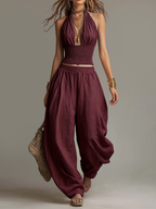 Bohemian Halter Harem Pants Set