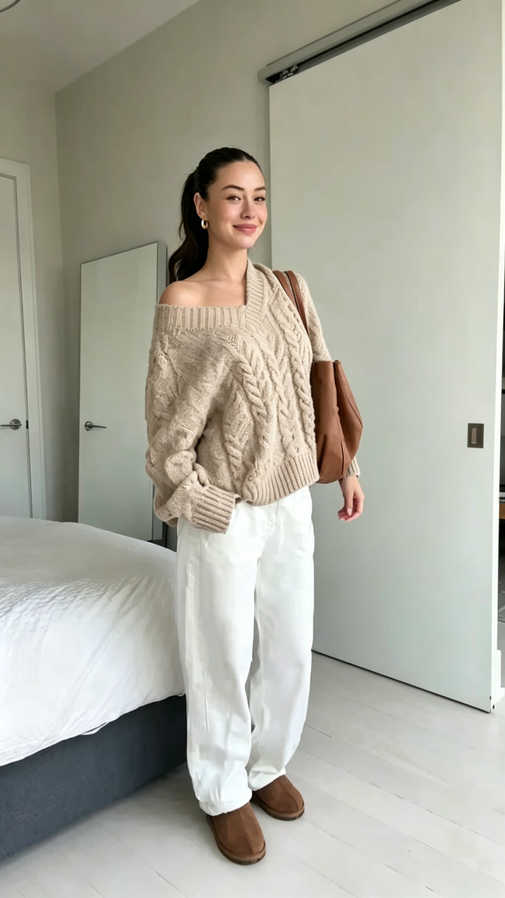 Cozy Sweater Collection for Fall 3 Styles Off Shoulder Cable Knit Mock Neck
